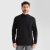 St. John's Bay Interlock Mens Long Sleeve Mock Neck Top In Black