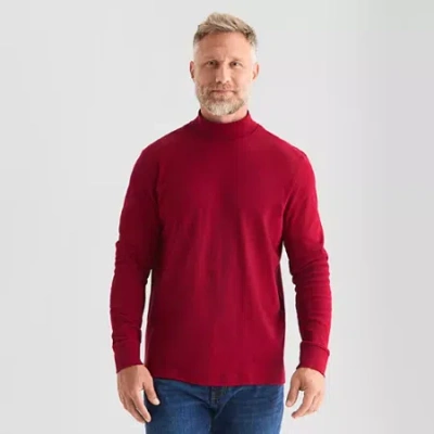St. John's Bay Interlock Mens Long Sleeve Mock Neck Top In Red