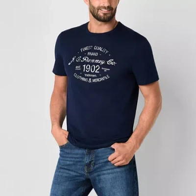 St. John's Bay Jcpenney Heritage Mens Crew Neck Short Sleeve Classic Fit Graphic T-shirt In Blue