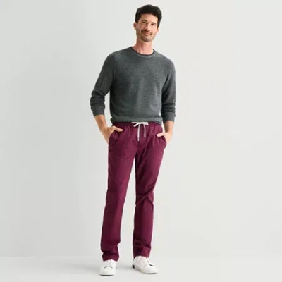 St. John's Bay Lightweight Pull On Mens Straight Fit Flat Front Pant In Red