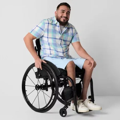 St. John's Bay Mens 10" Mid Rise Adaptive Stretch Fabric Easy-on + Easy-off Seated Wear Chino Short In Blue