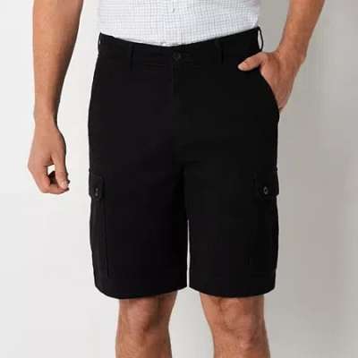St. John's Bay Mens 10" Mid Rise Stretch Fabric Cargo Short In Black