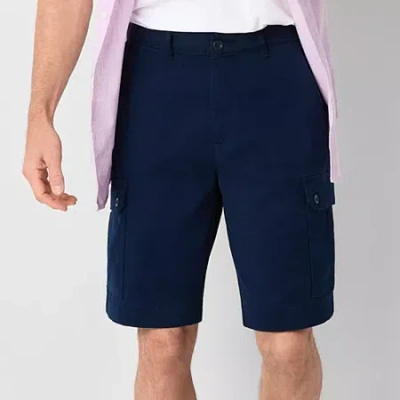 St. John's Bay Mens 10" Mid Rise Stretch Fabric Cargo Short In Blue