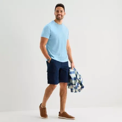 St. John's Bay Mens 10" Mid Rise Stretch Fabric Cargo Short In Blue