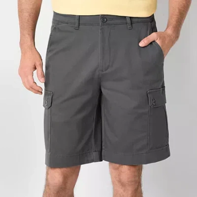 St. John's Bay Mens 10" Mid Rise Stretch Fabric Cargo Short In Gray
