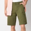 St. John's Bay Mens 10" Mid Rise Stretch Fabric Cargo Short In Green