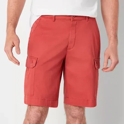 St. John's Bay Mens 10" Mid Rise Stretch Fabric Cargo Short In Red