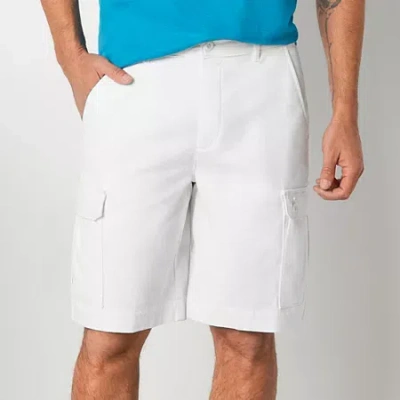 St. John's Bay Mens 10" Mid Rise Stretch Fabric Cargo Short In White