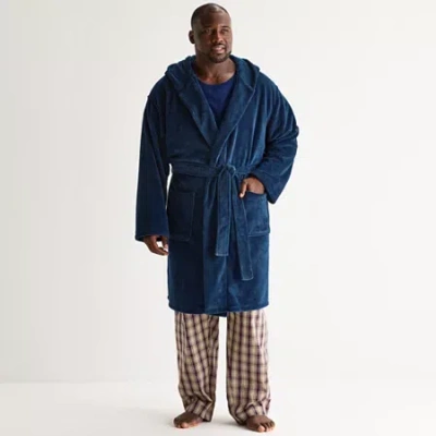 St. John's Bay Mens Big And Tall Long Sleeve Long Length Robe In Blue