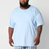 St. John's Bay Mens Crew Neck Short Sleeve Big And Tall Pajama Top In Blue