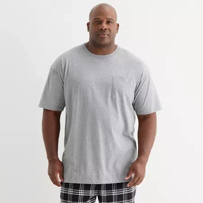 St. John's Bay Mens Crew Neck Short Sleeve Big And Tall Pajama Top In Gray