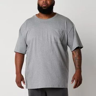 St. John's Bay Mens Crew Neck Short Sleeve Big And Tall Pajama Top In Blue