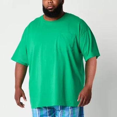 St. John's Bay Mens Crew Neck Short Sleeve Big And Tall Pajama Top In Green