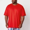 St. John's Bay Mens Crew Neck Short Sleeve Big And Tall Pajama Top In Red