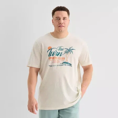 St. John's Bay Mens Crew Neck Short Sleeve Classic Fit Big And Tall Graphic T-shirt In White