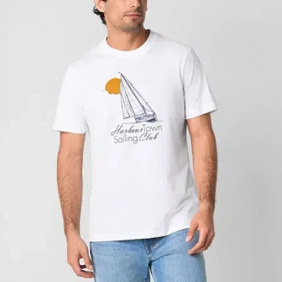 St. John's Bay Mens Crew Neck Short Sleeve Classic Fit Graphic T-shirt In White