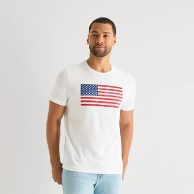 St. John's Bay Mens Crew Neck Short Sleeve Classic Fit Graphic T-shirt In White