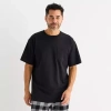 St. John's Bay Mens Crew Neck Short Sleeve Pajama Top In Black