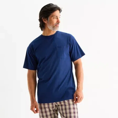 St. John's Bay Mens Crew Neck Short Sleeve Pajama Top In Blue