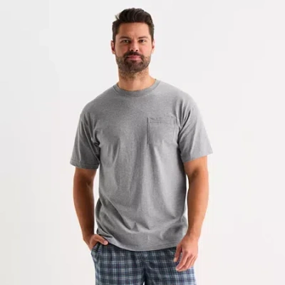 St. John's Bay Mens Crew Neck Short Sleeve Pajama Top In Gray