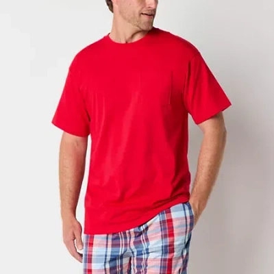 St. John's Bay Mens Crew Neck Short Sleeve Pajama Top In Red