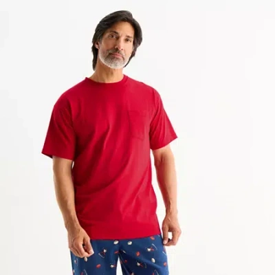 St. John's Bay Mens Crew Neck Short Sleeve Pajama Top In Red
