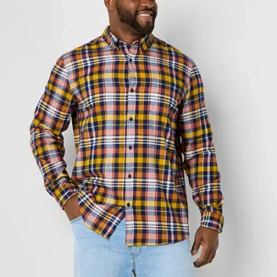 St. John's Bay Mens Easy-on + Easy-off Seated Wear Long Sleeve Adaptive Classic Fit Big And Tall Fla In Brown