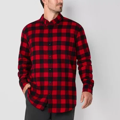 St. John's Bay Mens Easy-on + Easy-off Seated Wear Long Sleeve Adaptive Classic Fit Big And Tall Fla In Red