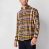St. John's Bay Mens Easy-on + Easy-off Seated Wear Long Sleeve Adaptive Classic Fit Flannel Shirt In Multi