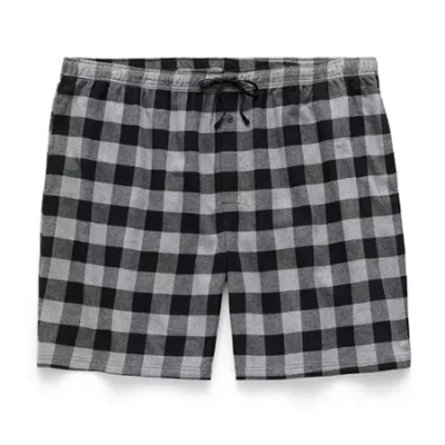 St. John's Bay Mens Flannel Big Pajama Shorts In Black