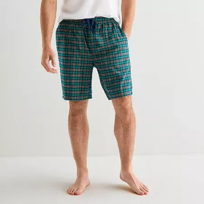 St. John's Bay Mens Flannel Pajama Shorts In Green