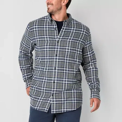 St. John's Bay Mens Long Sleeve Classic Fit Big And Tall Flannel Shirt In Blue