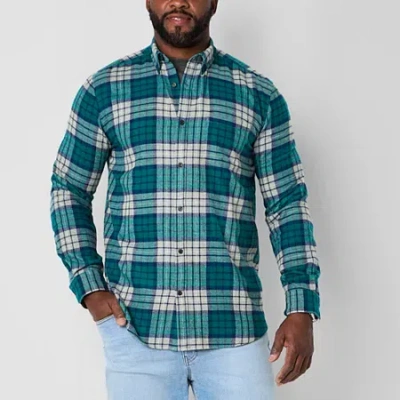 St. John's Bay Mens Long Sleeve Classic Fit Big And Tall Flannel Shirt In Multi