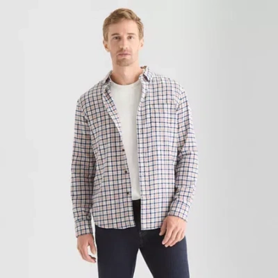 St. John's Bay Mens Long Sleeve Classic Fit Flannel Shirt In Orange