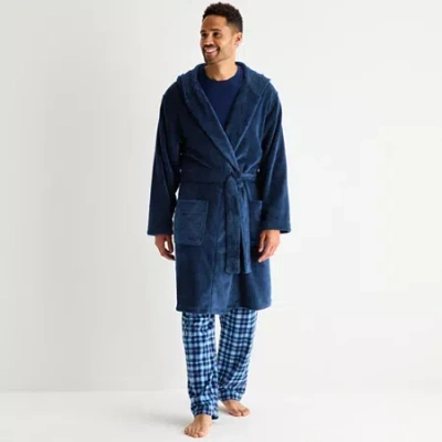 St. John's Bay Mens Long Sleeve Long Length Robe In Blue