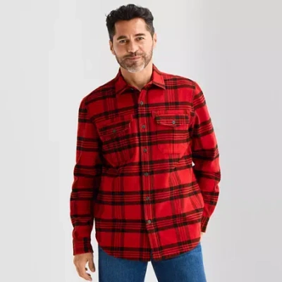 St. John's Bay Mens Midweight Shirt Jacket In Red