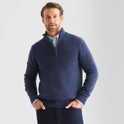 St. John's Bay Mens Mock Neck Long Sleeve Quarter-zip Pullover Sweater In Blue