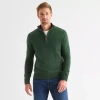 St. John's Bay Quarter Zip Big And Tall Mens Mock Neck Long Sleeve Pullover Sweater In Green