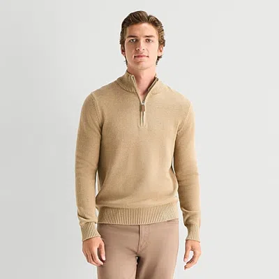 St. John's Bay Mens Mock Neck Long Sleeve Quarter-zip Pullover Sweater In Brown