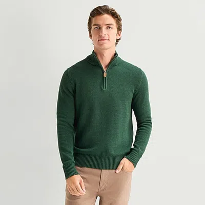 St. John's Bay Mens Mock Neck Long Sleeve Quarter-zip Pullover Sweater In Green