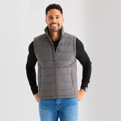 St. John's Bay Mens Packable Midweight Puffer Vest In Gray