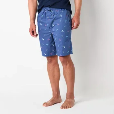 St. John's Bay Mens Poplin Pajama Shorts In Blue