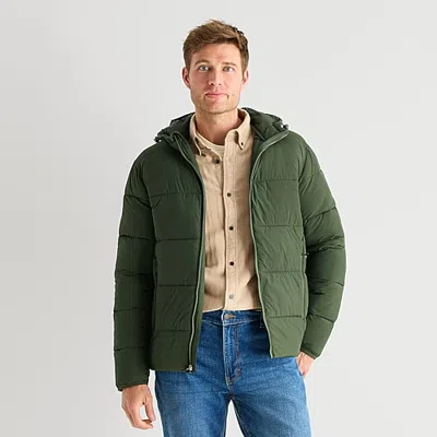 St. John's Bay Mens Puffer Jacket In Green