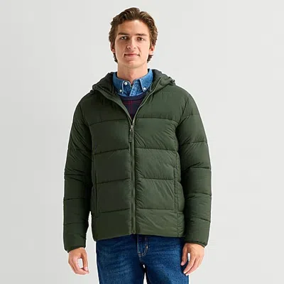 St. John's Bay Mens Puffer Jacket In Green
