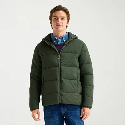 St. John's Bay Mens Puffer Jacket In Green