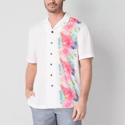 St. John's Bay Mens Short Sleeve Adaptive Camp Shirt In White