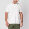 St. John's Bay Mens Short Sleeve Classic Fit Henley Shirt In White