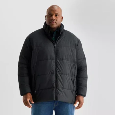 St. John's Bay Mens Water Resistant Midweight Big And Tall Puffer Jacket In Black