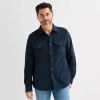 St. John's Bay Microfleece Mens Shirt Jacket In Blue