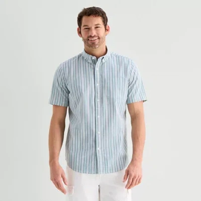 St. John's Bay Oxford Mens Short Sleeve Classic Fit Button-down Shirt In Multi